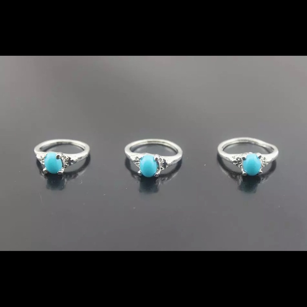 4 For $20 Silver Blue Stone Ring - Picture 2 of 4